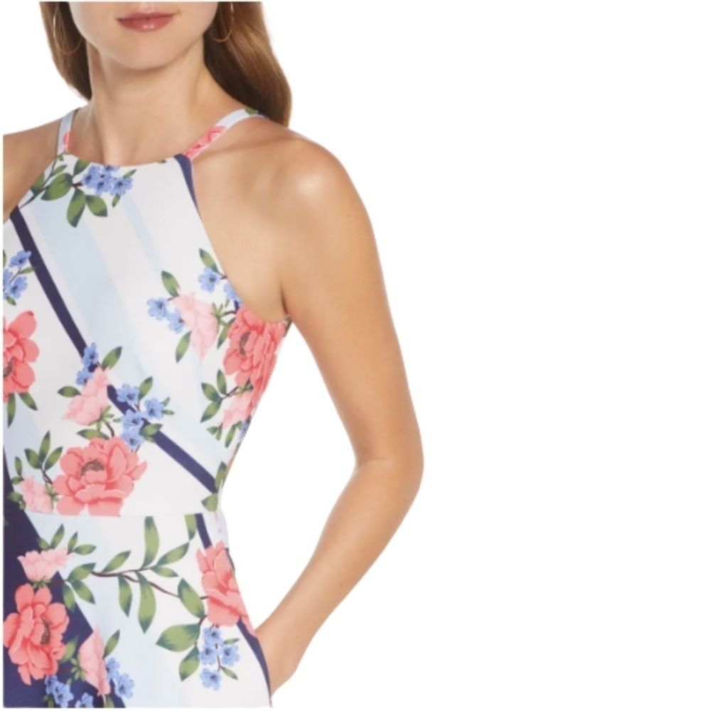 NWT Vince Camuto Floral Halter Neck A-Line Midi Dress Sz. 12 - Picture 5 of 6